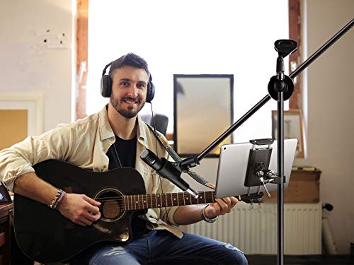 Elitehood Metal Ipad Mic Stand Holder, 360° Swivel Tilt Microphone Stand Phone Holder Mount, Aluminum Tablet Clamp Adapter For All Phone, Ipad Pro 12.9/11, Ipad, Ipad Mini Air And More 4-12.9" Tablet #TOP6