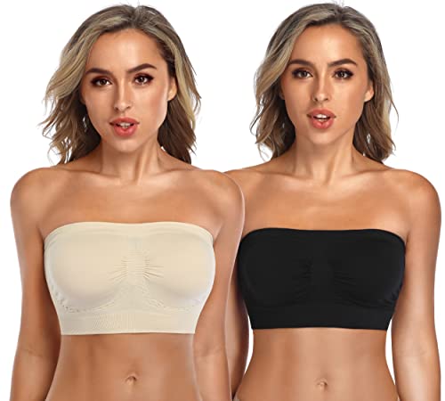 Image of Strapless Comfort Wireless Bra with Slip Silicone Bandeau Bralette Tube Top