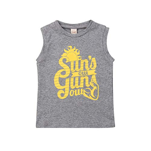 Toddler Boys Sun's Out Guns Out Tank Top Sleeevless T Shirt Tees Undershirts (4-5Y, Gray Sleeveless)
