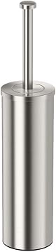Gatco 1482 Latitude II Slender Toilet Brush and Holder, Satin Nickel, Freestanding Bathroom Toilet Brush Canister