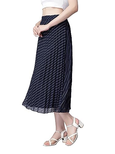 Image of NUEVOSDAMAS Floral Printed Pleated Navy /Multi Skirt