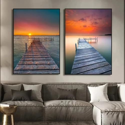 Art mural scandinave authentique impression sur toile pont en bois 40x60