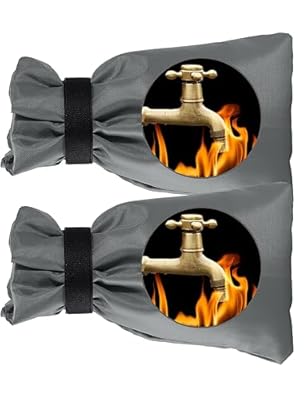 Wohohoho Outdoor Faucet Cover for Winter, 2 Packs Pro 10" H x 8" W Grey Outside Freeze Protection, Reusable Waterproof Insulated Spigot Cover, Thickened Garden Faucet Socks Hose Bibs