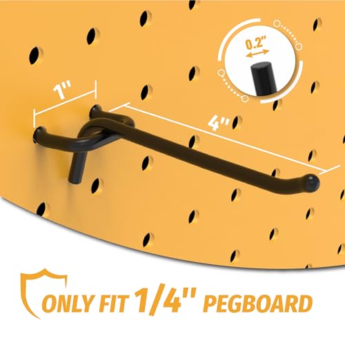 Huhole Black Pegboard Hooks 4 Inch, 25Pc, Heavy Duty Pegboard Hooks thumb #1