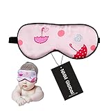 NMM Global 100% Natural Silk Sleep Eye Mask Kids, Cute Night Sleeping Mask with Adjustable Elastic Strap for Newborn (Baby Cute Pink)