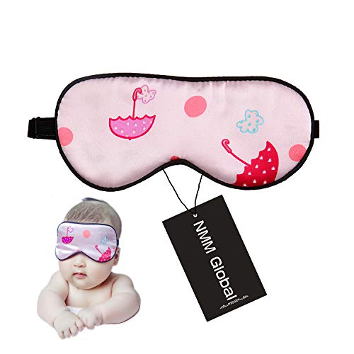 NMM Global 100% Natural Silk Sleep Eye Mask Kids Cute Night Sleeping Mask with Adjustable Elastic Strap for Newborn (Baby Cute Pink)