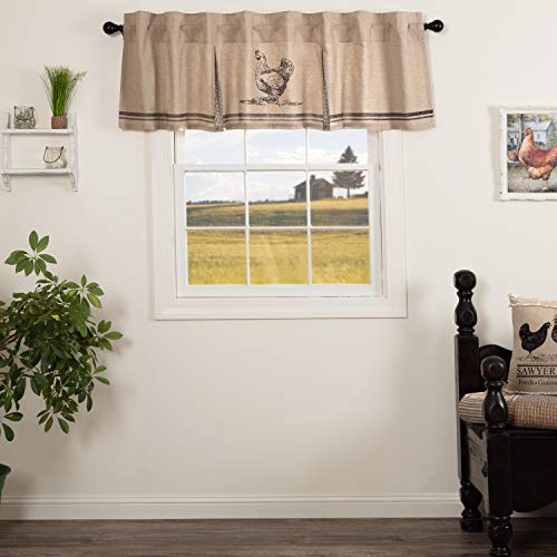 VHC-Brands-Sawyer-Mill-Charcoal-Valance-Curtain-Farmhouse-Country-Chicken-Cotton-Gray-and-Tan-for-Kitchen-Window-20×72 VHC Brands Sawyer Mill Charcoal Valance Curtain Farmhouse Country Chicken Cotton Gray and Tan for Kitchen Window 20×72