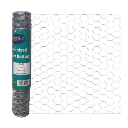 20GA Galvanized Hexagonal Poultry Netting Chicken Wire 18 inches x 25 feet x 1 inch Mesh