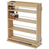 Grehitk Pull Out Spice Rack Organizer for Cabinet (5" W x 22.3" D x 25.2" H), Sliding Spice Rack for Kitchen Cabinet, Wood Pull Out Cabinet Organizer for Multi-Use