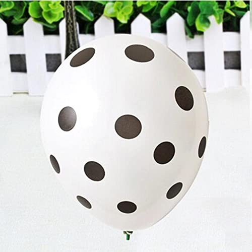 Balsa Circle 25 Pcs 12-Inch White Black Polka Dots Latex Balloons Party Wedding Events Reception Birthday Favors Decorations Supplies #TOP2