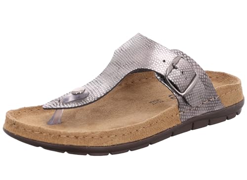 Rohde Damen Zehentrenner Pantolette Dianette Schnalle Rodigo-D 5867, Größe:38 EU, Farbe:Grau