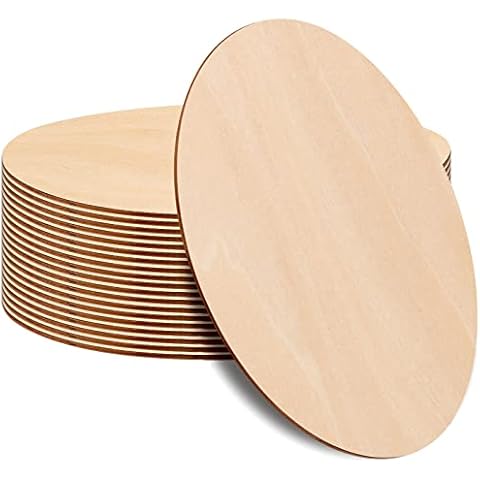PINGEUI 20 Pieces 30cm Unfinished Wooden Circles, 0.25cm Thick Blank Round Wooden Discs, Wood Rounds Wooden Cutouts for Crafts, Sign Plaque, Home Decoration, Christmas Ornaments Cover