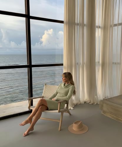 Image of v28 Sweater Dress for Women Ribbed Knit Fitted midi Sexy Fall Winter Bodycon Cowl Neck Dresses