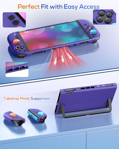 Image of FYOUNG Upgrade Switch 2 Protective Case&Screen Protector Set, Dockable Cute Cover Hard Shell for Nintendo Switch 2 Console Accessories,Travel-Friendly,Kickstand Cutouts(Purple, for Switch 2 7.9inch)