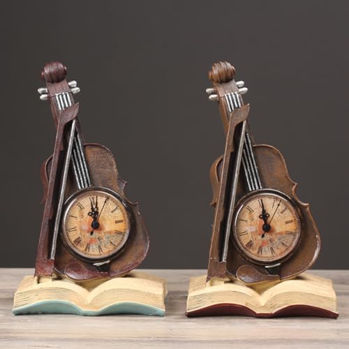 Reloj de violín rojo BESTOYARD de resina para decoración de escritorio 6