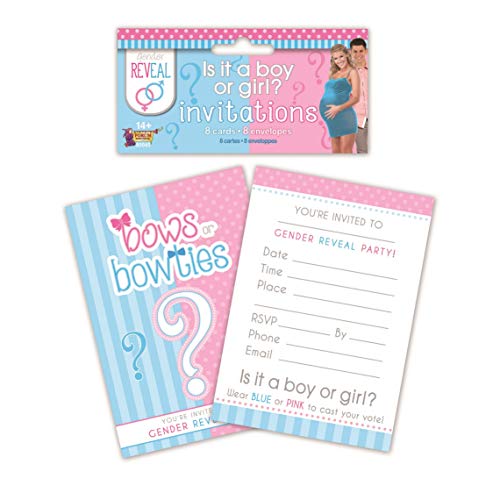 Invitation Gender Reveal Forum Novelties X80045 Bleu Rose pour fête de révélation