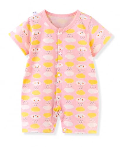 Image of Bold N Elegant Cute Animal Print Cotton Half Sleeve Newborn Baby Boy Girl Rompers Jumpsuit Onesie Bodysuit for Infant Toddler Children Clothes