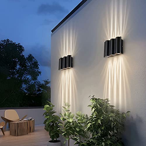 Image of Unique Arc Design LED Sconce Up and Down Lights Wall Sconces Waterproof Outdoor Wall Lights,Suitable for Gardens-2pack (3000K, 6LED)