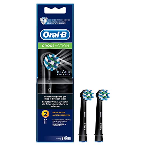 Oral-B Cross Action Black Electric Brush Heads, Pack of 2