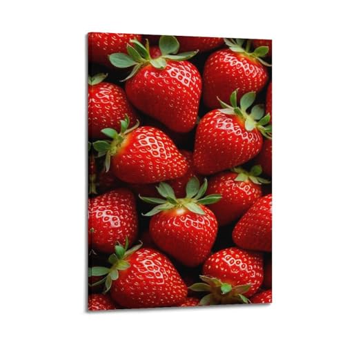 Papier peint artistique à suspendre motif fraises rouges - ZHOUKEG 20x30 cm