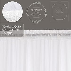   VHC-Brands-Sheer-Solid-Color-Cotton-Farmhouse-Kitchen-Curtains-Rod-Pocket-Ruffling-24x36-Tier-Pair-Soft-White