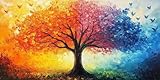 Pintar por Numeros Adultos y Principiantes, XXL Kit de Pintura Acrílica DIY en Lienzo, con Pinceles y Pigmentos, Manualidades Creativas Decoración Hogar, Sin Marco, 75x150cm, AbstraccióN DáRbol J-749