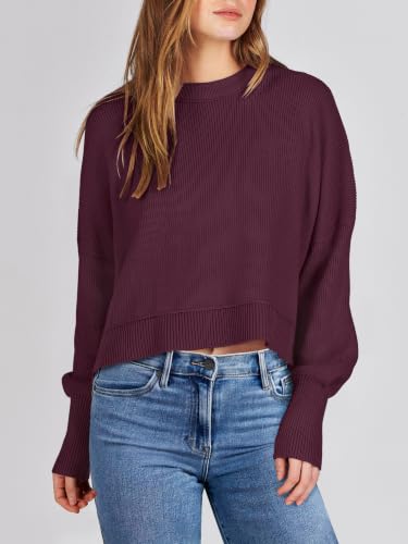 Image of ANRABESS Cropped Sweaters for Women Long Sleeve Oversized Fall Outfits