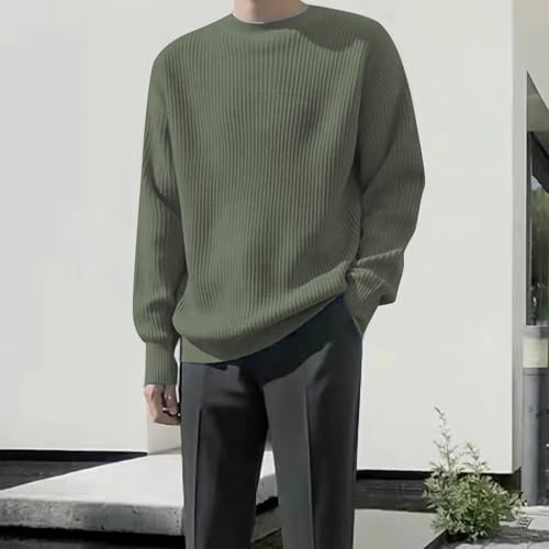 Fall Winter Knitted Sweater for Men Casual Thermal Business Work Pullover Tops Textured Crew Neck Long Sleeve Jumper3