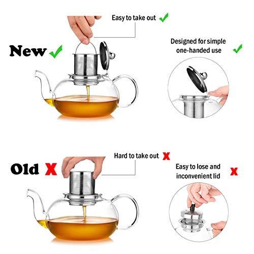 Artcome 1000ml / 34oz Glass Teapot with Removable Infuser, Stovetop Safe Teapot, Blooming and Loose Leaf Tea Pots Artcome 1000ml / 34oz Glass Teapot with Removable Infuser, Stovetop Safe Teapot, Blooming and Loose Leaf Tea Pots
