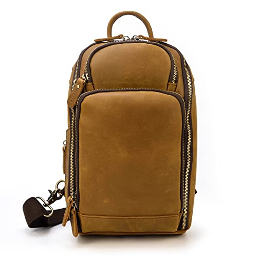 newsbirds Herren Echtleder Brusttasche Umhängetasche Sport Outdoor Umhängetasche Wanderrucksäcke Cover