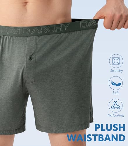 Image of DAVID ARCHY Mens Boxers Soft Rayon Made from Bamboo Boxers for Men Pack Loose Underwear Cooling Mens Boxer Shorts