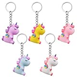Bonito llavero de unicornio: Recibirás 5 colgantes de llaves de unicornio con diferentes colores. Tamaño total: 10 x 3,5 cm. Figuras de unicornio: 5,5 x 3,5 cm. Nuestro llavero con diseño de unicornio de dibujos animados puede atraer más atención.