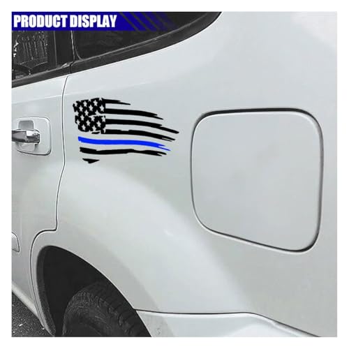 Image of American Flag Sticker Decal, Waterproof Vinyl Police Badge Decal, Thin Blue Line Sticker Support Police Law Enforcement for Cars, Trucks, Laptops, Tumblers (Black&Blue)