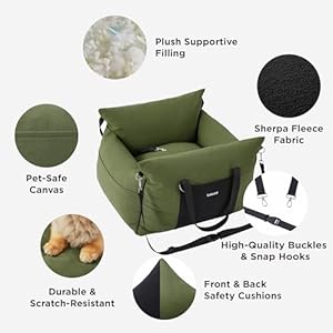 Lesure Small Dog Car Seat for Small Dogs - Waterproof Dog Booster Seat for Car with Storage Pockets and Clip-On Safety Leash and Thickened Memory Foam Filling, Pet Travel Carrier Bed Cypress Green Lesure Small Dog Car Seat for Small Dogs Waterproof Dog Booster Seat for Car with Storage Pockets and Clip On Safety Leash and Thickened Memory Foam Filling Pet Travel Carrier Bed Cypress Green