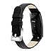 MEFEO Compatible with Fitbit Inspire Bands/Inspire HR Band, Genuine Leather Slim Soft Strap Wristbands Accessories Replacement for Fitbit Inspire Fitness Tracker (Black, Small (5.8