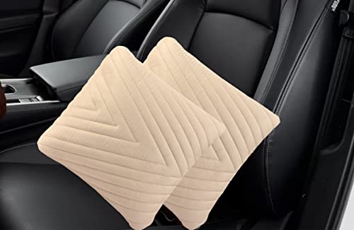 Image of Auto Hub Memory Foam Backrest Support Cushion and Headrest Neck Rest for Car, Office (Pack of 4, Beige)