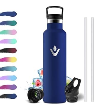 Borraccia Acciaio Inox 750ml, Borracce in Acciaio a Doppia Parete, Bottiglia Termiche con Cannuccia, Riutilizzabile, a Prova di Perdite, senza BPA, Bottiglia per Bambini, Scuola, Gimnasio, Palestra