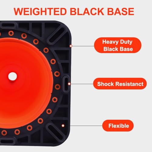 Image of BESEA 4PACK 28 inch inch Traffic Safety Cones Orange Road Parking Cones Heavy Duty Construction Cone Structurally Stable for Traffic Control at Public Place