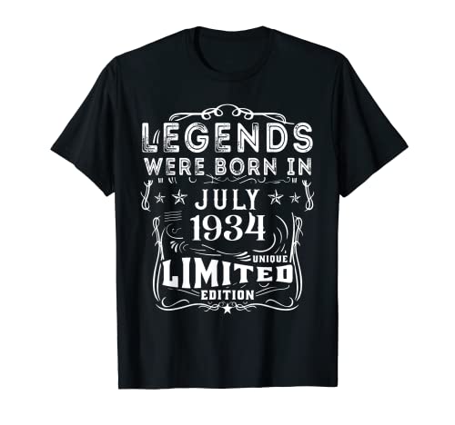 Cumpleaños Julio 1934 Edición Limitada Regalo Legend July Camiseta