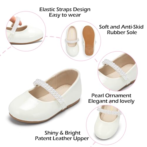 Image of PHIRAMIN Tollder Girl Dress Shoes - Little Girl Ballet Flats for Wedding Party