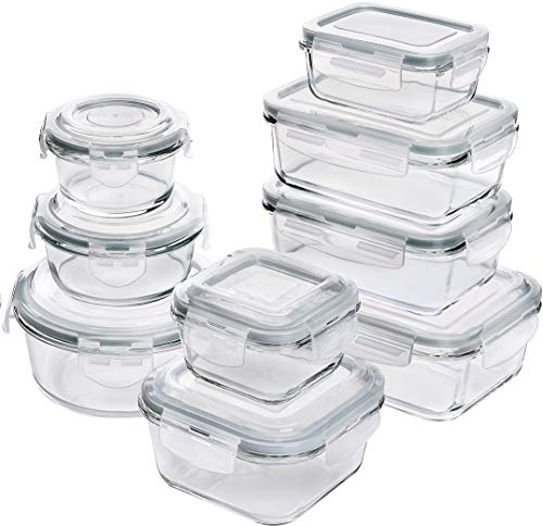 Utopia Kitchen [18-Pieces] Glass Food Storage Containers with Lids - Glass Meal Prep