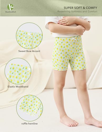 Girls' Pajama Shorts 2-Pack Toddlers Ribbed Sleep Bottoms Girls Summer Kids Bamboo Viscose Shorts 2-5T2