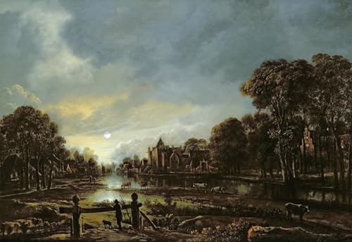 Affiche paysage de rivière Aert Van Der Neer toile 60x90cm