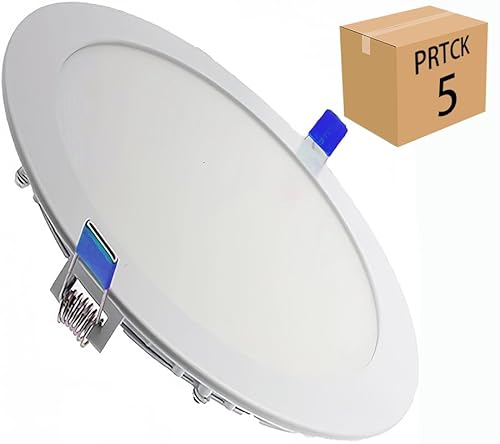 LEDUNI ® Downlight Panel LED Redondo 20W Circular 2000LM Color Blanco Cálido 3000K Angulo 120 IP40 OPAL Aluminio 225 * 12Hmm Dimension de corte 205mm Pack de 5 Unidades
