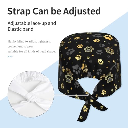 Image of Adjustable Working Cap Breathable Unisex Women Men Elastic Bandage Tie Back Hats Scrub Nursing Doctor Surgeon Cap