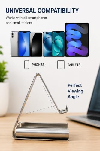 Image of Glangeh Universal Mobile Holder Stand with Stainless Steel Body, Anti Skid Design, Light Weight for All Smartphones, Tablets