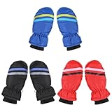 Kids Winter Ski Gloves, 3 Pairs Waterproof Warm Snow Mittens Toddler Snow Gloves for Outdoor Activities Cold...