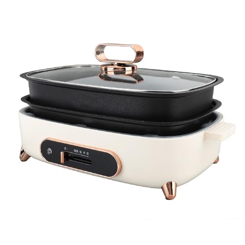 Electric Skillet with Removable Pan 1200W Adjustable Temperature Nonstick Multifunction Electric Skillet with Glass Lid Electric Skillet (US Plug 110V)