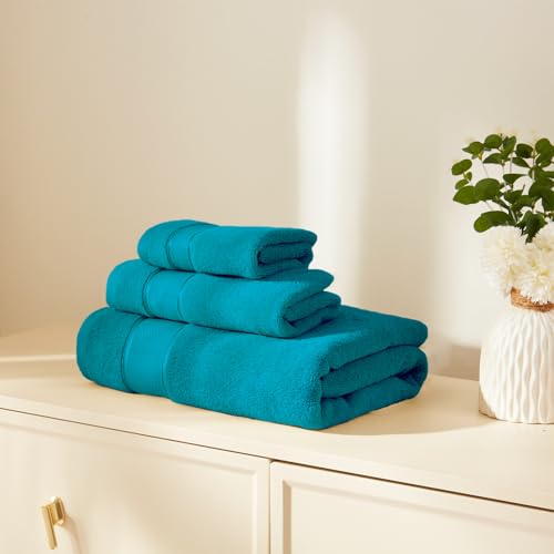 Marvione Bath Towels Set 6 Piece, 100% Turkish Cotton Highly Absorbent and Soft Towels for Bathroom 2 Bath Towels 2 Hand Towels 2 Washcloths, Teal by Marvione - Used condition - Image 2