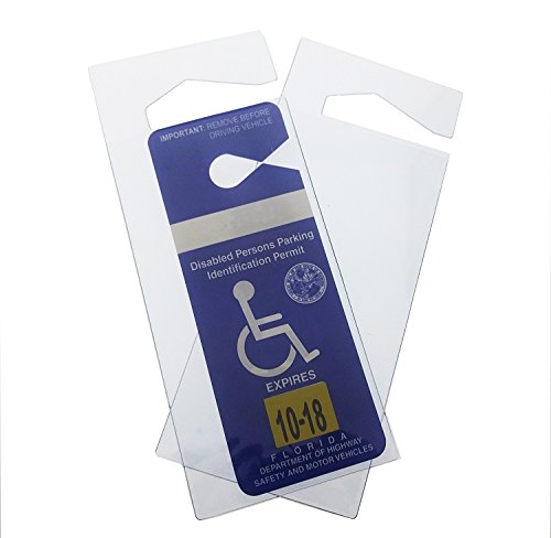 2 Pack - Clear Handicap Parking Placard Protective Holder - Rear View Mirror